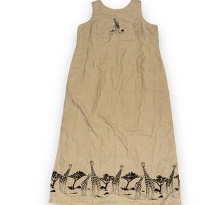 ‘96 Vintage Jaclyn Smith Beige Linen Dress with Giraffe Design